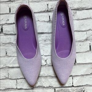 Purple Pointed Toe Flats in Suede